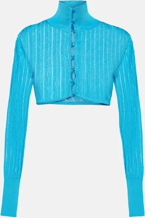Alaïa AlaÃ¯a Ribbed-knit cropped cardigan