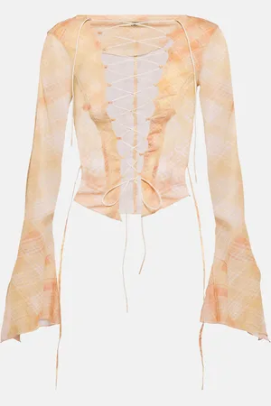 KNWLS Lace-up silk-blend shirt