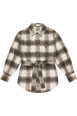 Brunello Cucinelli Embellished checked corduroy shirt