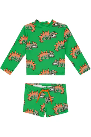 Stella McCartney Printed rashguard and swim trunks set
