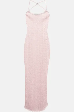 Alessandra Rich Crystal-embellished lace maxi dress