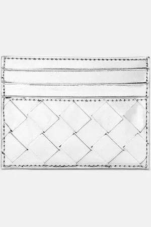Bottega Veneta Intrecciato metallic leather card holder