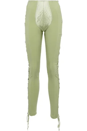 Jean Paul Gaultier X Lotta Volkova Lace-up satin and mesh leggings