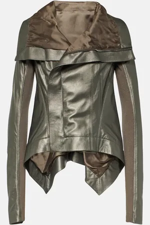Rick Owens Metallic leather biker jacket
