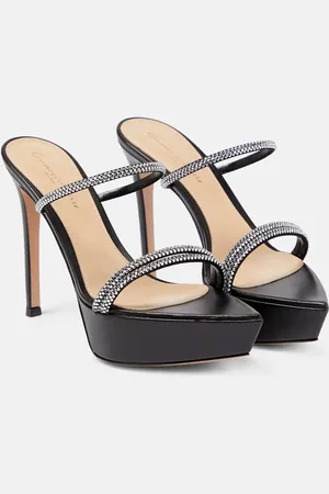 Gianvito Rossi Embellished leather platform sandals