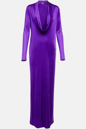 VERSACE Cowl-neck draped satin gown
