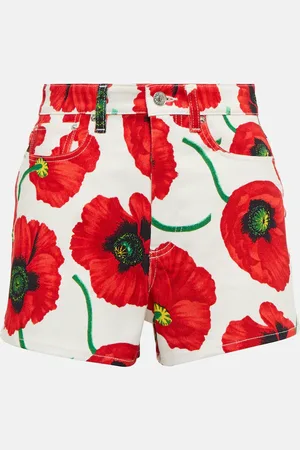 Kenzo Floral high-rise cotton denim shorts