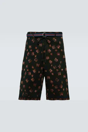 DRIES VAN NOTEN Printed cotton and silk shorts