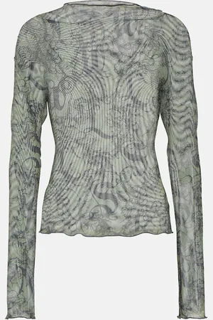 KNWLS Clavicle printed mesh top