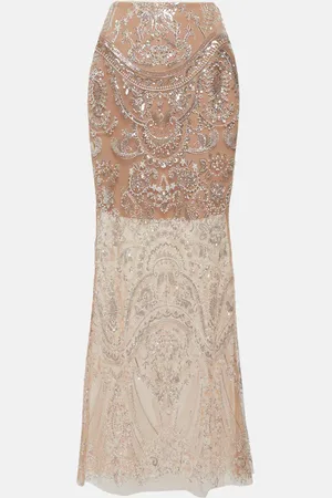 Self-Portrait Embellished flared maxi skirt
