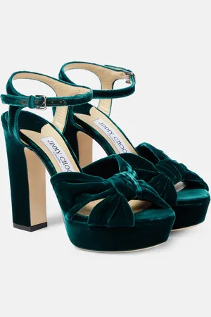 Jimmy Choo Heloise 120 velvet peep-toe platform pumps