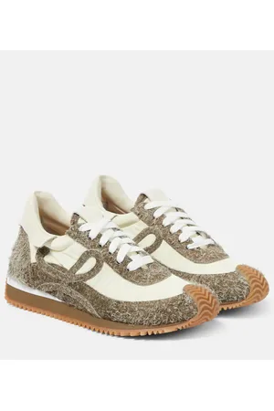 Loewe Flow Runner suede-trimmed sneakers
