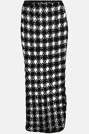 ANNA KOSTUROVA Open-knit cotton midi skirt