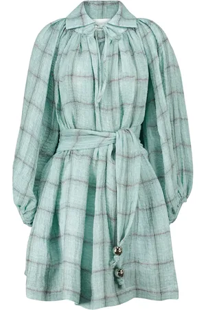 Lisa Marie Fernandez Poet checked linen-blend minidress