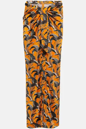 Paco rabanne Tie-detail printed midi skirt