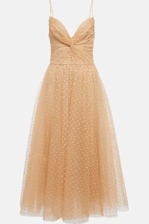 MONIQUE LHUILLIER Dotted tulle midi dress
