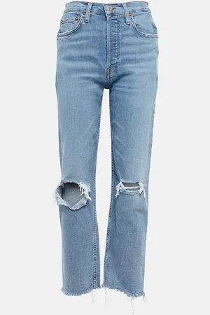 RE/DONE Distressed high-rise cropped jeans