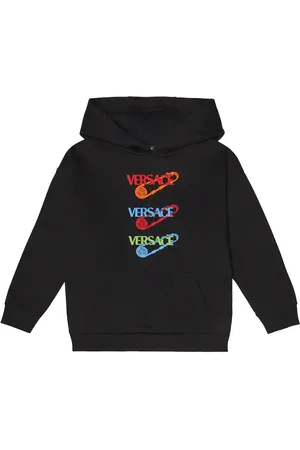 VERSACE Safety Pin embroidered cotton hoodie