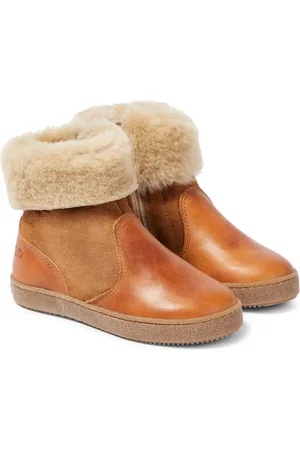 PèPè PÃ¨PÃ¨ Shearling-trimmed leather and suede ankle boots