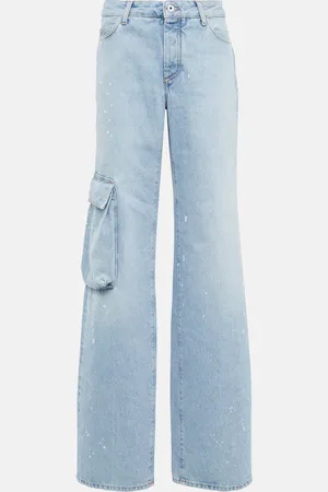 OFF-WHITE Toybox painted high-rise wide jeans