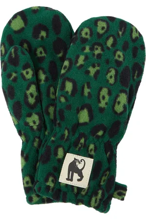 Mini Rodini Leopard-print fleece mittens
