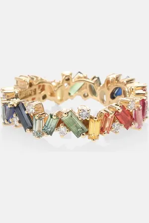 Suzanne Kalan Rainbow Frenzy 18kt gold, diamond and sapphire ring