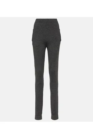 Mid-rise mélange leggings in grey - Palm Angels