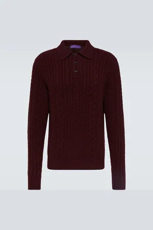 Ralph Lauren Cable-knit cashmere polo sweater