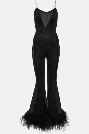 Oseree OsÃ©ree Feather-trimmed jumpsuit