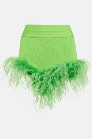 GIUSEPPE DI MORABITO Feather-trimmed knitted shorts