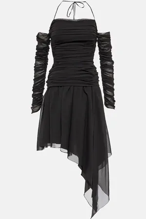 BLUMARINE Ruched silk-blend minidress