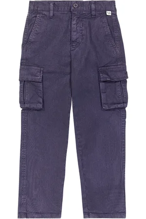 Kids Black Garment-Dyed Cargo Pants by Miss Blumarine on Sale