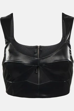 ROTATE Cutout faux leather crop top