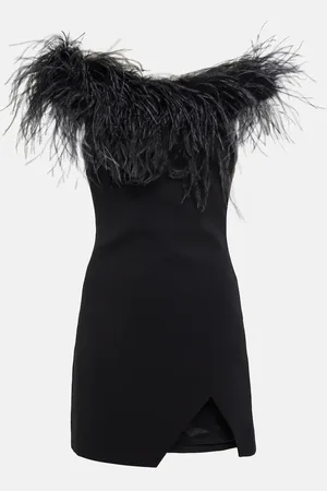 GIUSEPPE DI MORABITO Feather-trimmed off-shoulder minidress