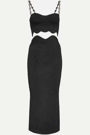 GALVAN Marina Wave crop top and midi skirt set