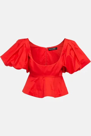 Oscar de la Renta Peplum cotton crop top