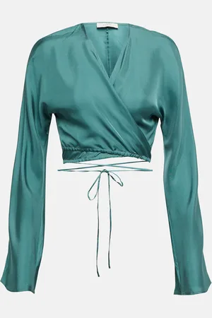 ASCENO St. Tropez silk twill wrap top