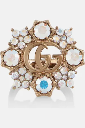 Gucci Double G floral embellished ring
