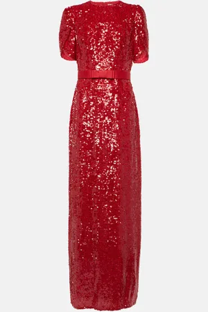 Erdem Bow-detail sequined maxi dress