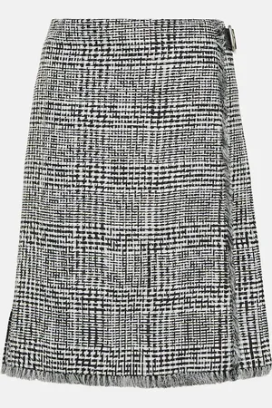 Burberry Houndstooth high-rise wrap skirt