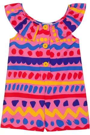 Stella McCartney Printed ruffled cotton playsuit