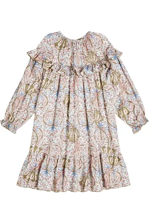 Il gufo Floral ruffle-trimmed dress