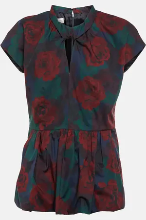 DRIES VAN NOTEN Floral peplum cotton poplin top