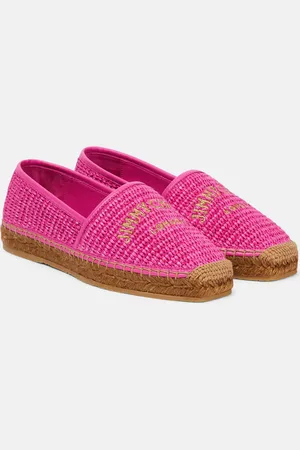 Jimmy Choo Brie Flat logo raffia espadrilles
