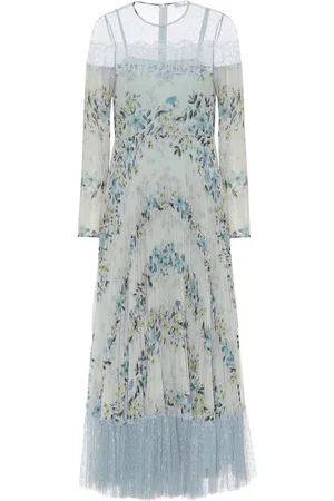 RED Valentino Tulle-trimmed floral midi dress