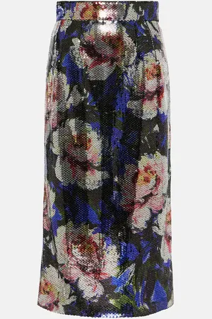 Dolce & Gabbana Sequined floral midi skirt
