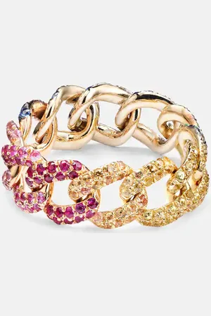 Shay Rainbow PavÃ© Medium Link 18kt gold ring with diamonds