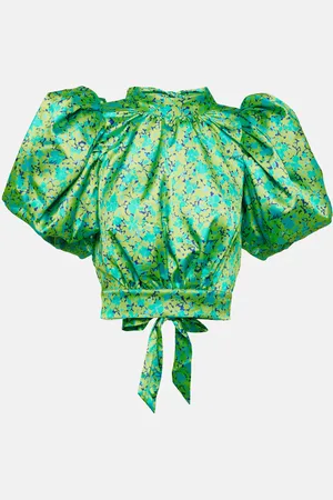 ROTATE Floral satin crop top