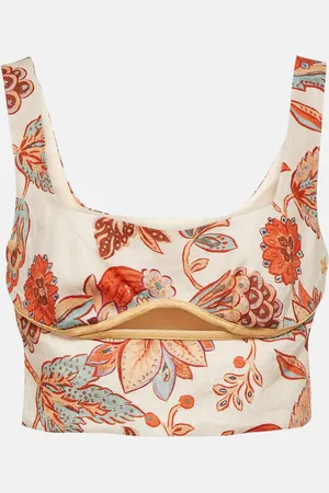 SIR Noemi cutout floral linen crop top