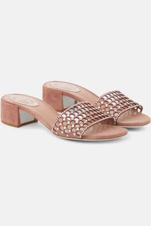 RENE CAOVILLA Embellished suede mules